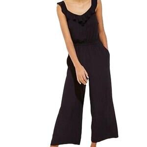 LOFT Black Ruffle Neck Jumpsuit